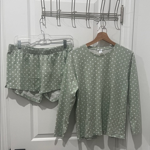 LAKE Other - LAKE Women's Green & White Polka Dot 100% Pima Cotton Pajama Set Size Large